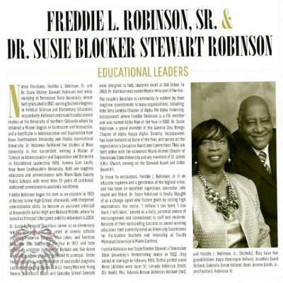 Freddie L. Robinson, SR & Dr. Susie Blocker Stewart Robinson