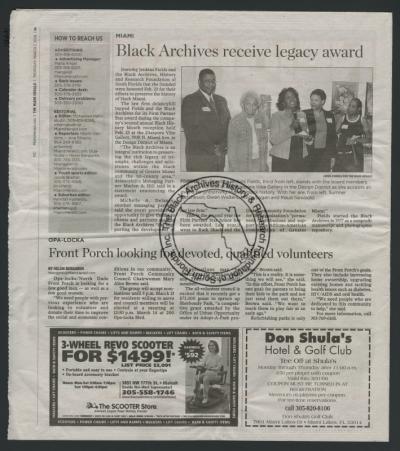 BAF_MS_00001M (Article Black Archives Legacy Award 2006 - 2) - access